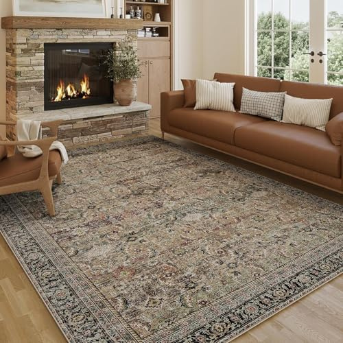 HUGEAR Tappeto Salotto 240x300cm Marrone Lavabile In Lavatrice | Antiscivolo, Vintage, Camera Da Pranzo, Sedia, Ufficio, Grandi, Rug, Esterno, Pelo Corto, Carpet