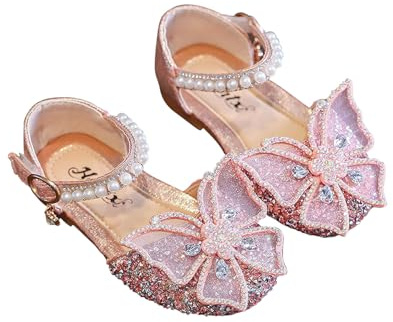 Zapatos de Princesa para Niñas,Zapatos de Tacón con Lentejuelas Purpurinas para Niñas Elegante Sandalias de Vestir con Mariposa de Diamante Zapatillas de Baile para Vestir Fiesta Cumpleaños Boda
