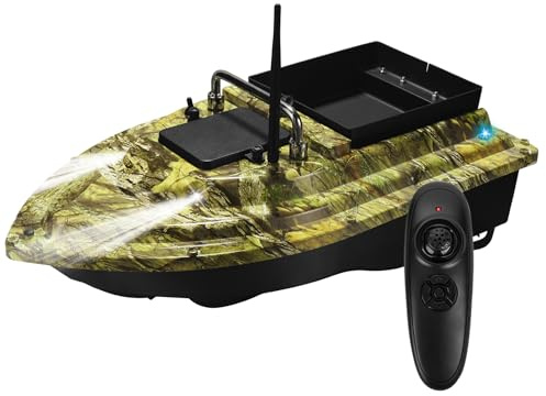 HEVMEVENI Bateau d'appât pour pêche à la carpe avec capacité de charge de 2 kg, régulateur de vitesse, veilleuses, alerte de batterie faible – Idéal pour une livraison précise d'appâts (vert