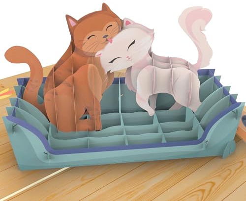MOKIO® Tarjeta Pop-Up – Gatos – Tarjeta regalo 3D para un cumpleaños para amantes de los gatos, tarjeta de felicitación emergente para fans de los gatos