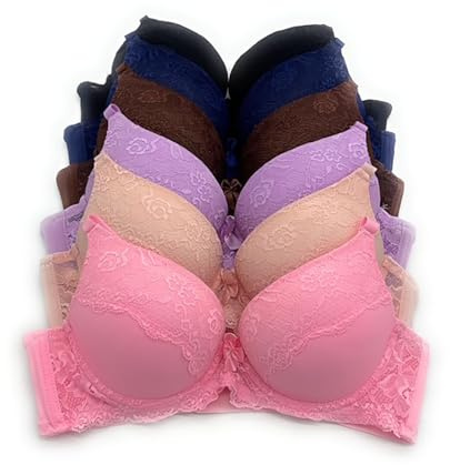 Iheyi 6 pcs ADD 2 Cup Thick Padding Extreme Double Pushup Bra 36C