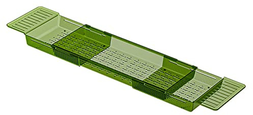 aqxreight Badkarhylla Utbyggbart Badbricka med Telefonhållare Som Inte är Halkfri för Badförvaringshandduksställ (Transparent grön)