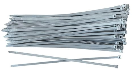 Kabelbinder-Shop - Fascette stringicavo 4,8 x 200 mm, 100 pezzi, stabili e versatili per interni ed esterni, fissaggio discreto per la casa e l'artigianato (grigio, 4,8 x 200)