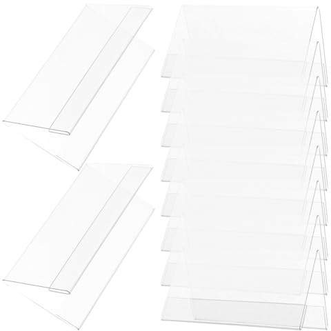 UKCOCO Lot de 10 Porte-Noms de Table Transparents en Pet 12X6 CM Double Face Cartes Nominatives pour Réunion et Événement Professionnel Supports D’Étiquettes Polyvalents et