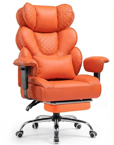 COMHOMA Desk Office Chair, Heavy Duty Executive Office Chair with Footrest Big and Tall Ergonomic High Back PU Leather Swivel Reclining Computer Chairs for Home