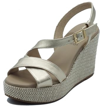 Nero Giardini E616021D Etoile Sand Sandali per Donna in Pelle con Zeppa Alta (Taglia 37)