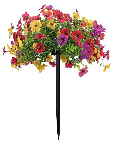 Neiyty Konstgjorda Blomstavar Violett Fluffiga Konstgjorda Konstblommor Vissnar Aldrig med Förstärkta Markpålar för Trädgårdsdekoration