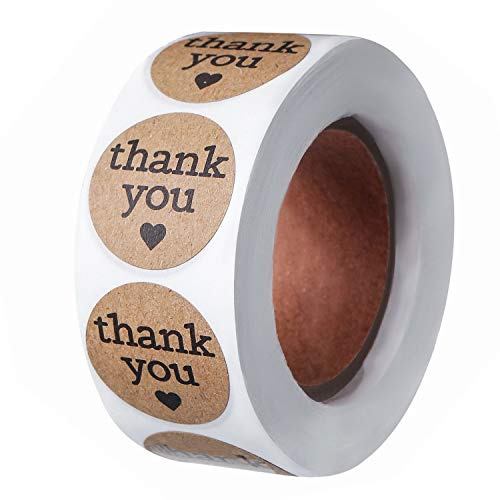 Kuou 500 Pcs Kraft Paper Label Stickers - 2.5cm/1inch Self-Adhesive Gift & Tag Stickers for Wrapping, Baking, Decoration