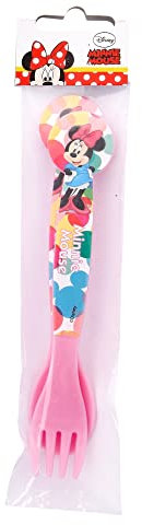 Stor Disney Minnie Mouse Kinderbesteck – Löffel & Gabel rosa 13 cm – BPA-frei & wiederverwendbar – Kunststoff Besteck für Kinder – Babylöffel – Kleinkind Besteck Set – 2-teilig