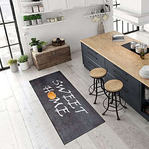 Pasha Home Küchenteppich/Küchenläufer waschbar bei 30°C/Küchenläufer rutschfest und pflegeleicht/Teppich für Küche, Flur, Schlaf- oder Wohnzimmer (Sweet Home, 80x300)