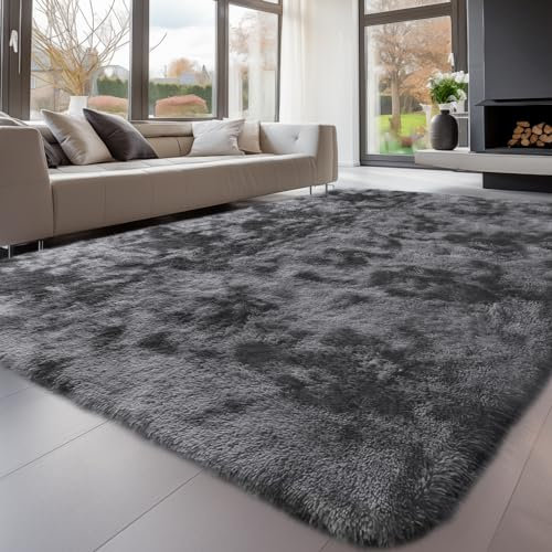 Sour Lemon Rugs Living Room 160x230cm, Grey Area Rugs for Bedroom, Washable Anti Slip Extra Large Shaggy Soft Rug Fluffy Modern Floor Carpets Mat Beside Carpet for Kids Living Room