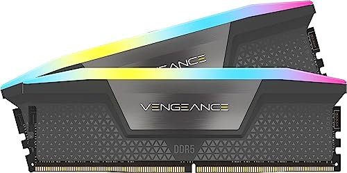 CORSAIR VENGEANCE RGB DDR5 64GB (2x32GB) DDR5 6000MHz CL30 AMD EXPO Intel XMP iCUE Memoria de Ordenador Compatible - Gris (CMH64GX5M2B6000Z30)