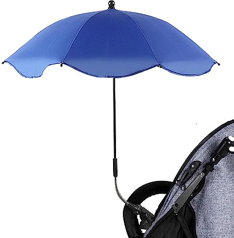 Baby Stroller Umbrella, Pram Parasol Universal Baby Parasol, 360° Adjustable Pram Umbrella with Clamp, UV Protection UPF50+, Portable Waterproof Stroller Accessories for Toddler Kids