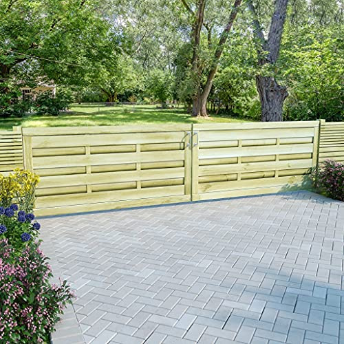 Homgoday Cancelli da Giardino 2 pz in Legno Impregnato 150x75 cm Verde, Cancello Giardino Esterno, Cancello per Recinzione da Esterno, Recinzione da Cantiere