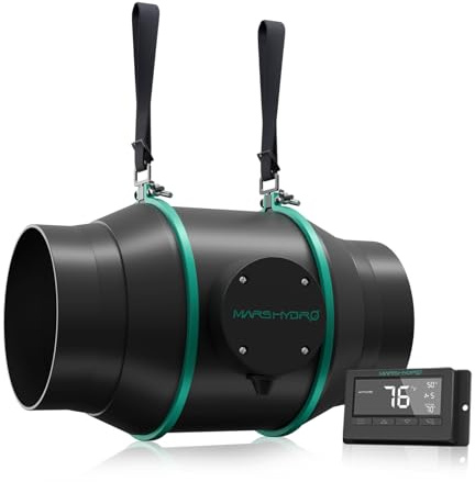 MARS HYDRO 6 Inch Inline Duct Fan with Temp Digital Controller Exhaust Fan for Grow Tents Hydroponics