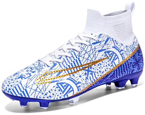 sudorun Scarpe da Calcio Uomo Bambino AG FG TF Turf Scarpe da Calcetto Unisex All'aperto Scarpe da Allenamento Teenager Training Scarpe (DW,1101 FG Bai_38)