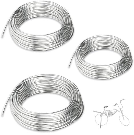 3 PCS Aluminum Craft Wires, 2mm, 1.5mm, 1mm x 10m Modelling Armature Wire Metal Thread for Sculpting Armature DIY Jewelry Making (Silver)