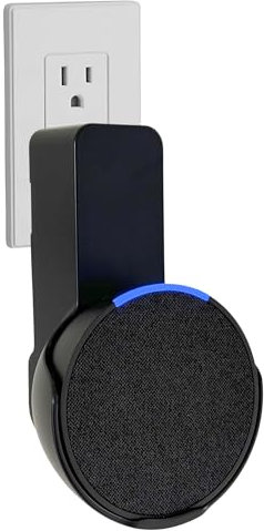 Sintron Supporto da Parete per Echᴏ Pop, Supporto per Altoparlante Intelligente, Staffa Salvaspazio per Presa, Nessuna Vite o Foratura, Gestione Cavi Integrata, Compatibile con Google Nest (Nero)