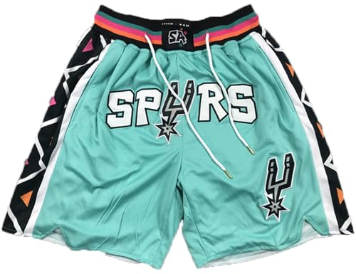 Short de Basketball Spurs for Hommes, Pantalon de Sport Respirant à Haute élasticité, Short d'entraînement de Basketball à séchage Rapide avec Poches(C,S)