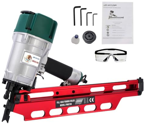 BHTOP Mexican Style 9021NS Framing Nailer 21 Degree 3-1/2 with Depth Adjustment Professional Air Nail Gun