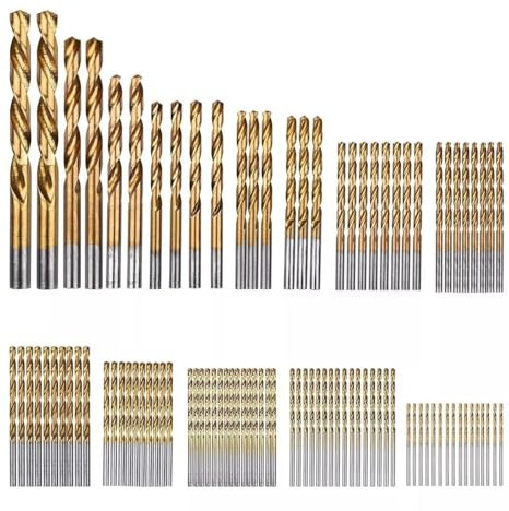 GOXAWEE 99pcs Brocas para metal, juego de brocas para trabajo pesado con estuche, 135° punta de acero de alta velocidad para aluminio, cobre, acero de aleación blanda, madera, plástico, 1/16 a 3/8