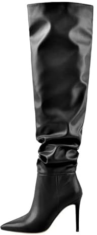 Meinabsatz Botas sin cordones para mujer Botas de encaje Stiletto por encima de la rodilla Botas con cremallera