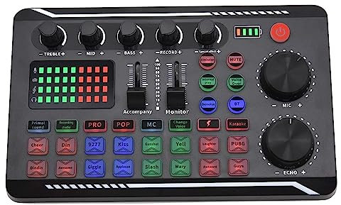 Qusedwey Carte Son Microphone Table de Mixage Audio Carte Son Console de Mixage Audio Amplificateur Table de Mixage de Musique en Direct Amplificateur ÉQuipement DJ