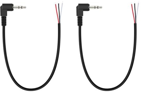 Greluma 2 St Rätt vinkel 3,5 mm hankontakt till bar tråd öppen ände, 30 cm 90 graders TRS 3 polig stereo 1/8 kontakt för ljudkabelreparation