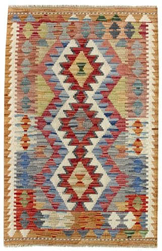 HAMID - Tappeto Kilim Herat, Tappeto Kilim, Kilim Tappeti, 100% Lana, Tessuta a Mano, Tappeti Etnico per Soggiorno, Camera da Letto, Sala da Pranzo, (122x79cm)