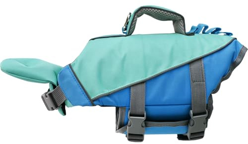 Chaleco salvavidas reflectante para perros con asa de elevación, flotación de alta flotabilidad, chaleco salvavidas ajustable para barcos de natación pequeños a grandes