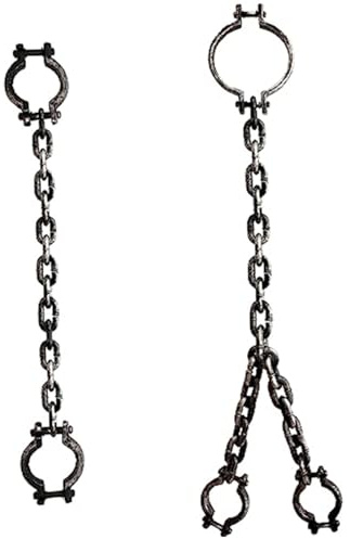 Esposas de juguete, 2 piezas Cadenas de Halloween Esposas de plástico con grilletes para el cuerpo Cadena Grilletes de muñeca para cuello realistas con juguete para fiesta de disfraces, cadena