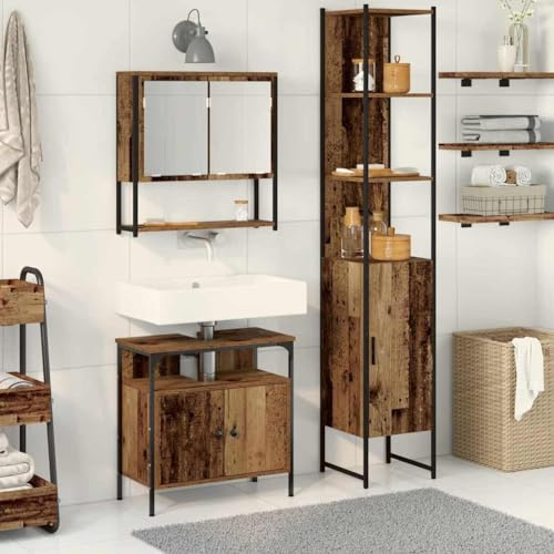 Sophrelle Juego de Muebles de baño con Estante 3 pcs Madera Vieja Marrón,3332575