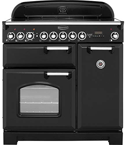 Rangemaster Classic Deluxe CDL90EIBL/C 90cm Electric Range Cooker with Induction Hob - Black / Chrome