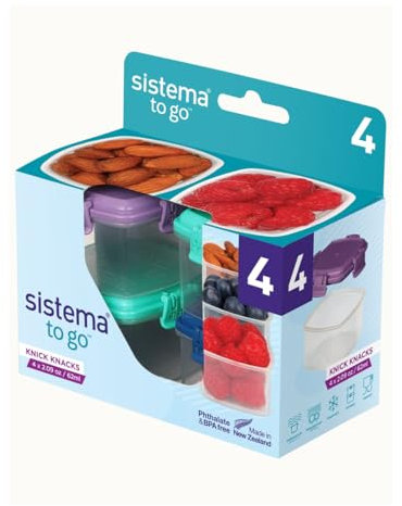 Sistema Knick Knack Mini Pack of Reusable Containers, Set of 4, Multi