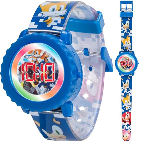 Sonic The Hedgehog Kids Digital Watch – Flashing LED Light-Up Display, Easy-to-Read Time, Adjustable Strap, and Sonic Character Design – Fits Wrists from 5.5 to 8
