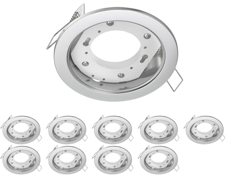 ledscom.de 10x Deckeneinbauleuchte ZOBE, edelstahl matt, rund, 107mm Ø, 1x GX53 max. 25W