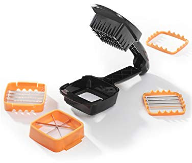 Nicer Dicer Quick Gemüseschneider Zerkleiner Set 5-tlg. Kartofelschneider Zwiebelschneider, Gemüsehobel für Würfel Stifte Schneiden direkt in die Pfanne Schüssel Topf