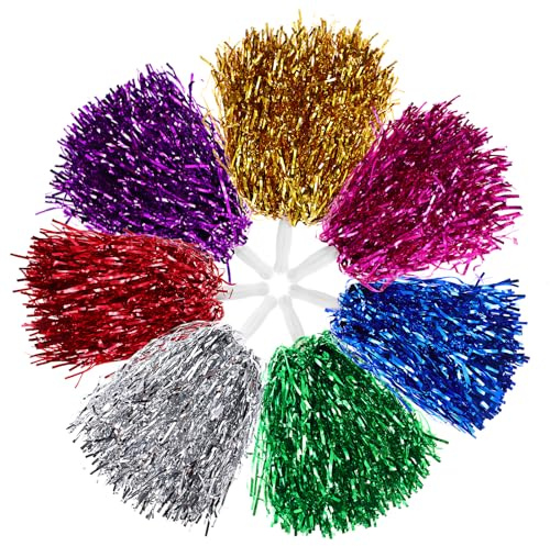 STOBOK 14Pcs Cheerleading Pom Poms Hand Flowers Cheerleader Pompoms Pom Sports Team Cheering Ball for Dance Fancy Dress Night Party Decor