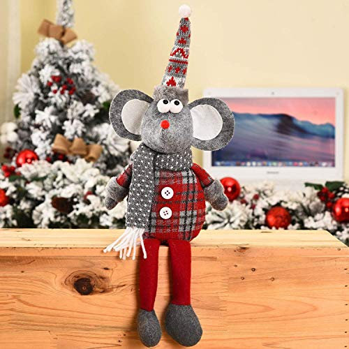 Novelty Christmas Long Leg Doll Sitting Santa Claus Reindeer Mouse Xmas Figure Ornament for Holiday Party Home Decor