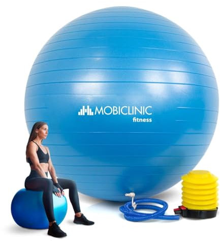 Mobiclinic® Fitness, Ballon de Pilates, 58 cm, avec gonfleur, Antidérapant, Antiperforation, Lavable, pour Le, Sport, Femmes Enceintes, Py-01