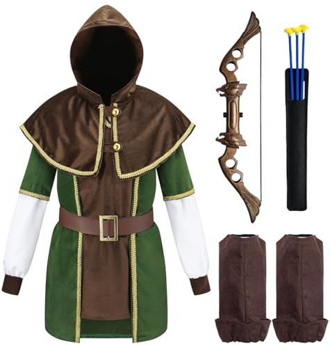 corimori - desifraz de Robin Hood con Arco y Flecha para Niño | Para niños y niñas