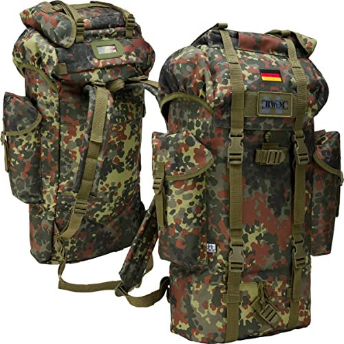 BWuM Bundeswehr Kampfrucksack 65L + Patch & Flagge, Farbe: Flecktarn