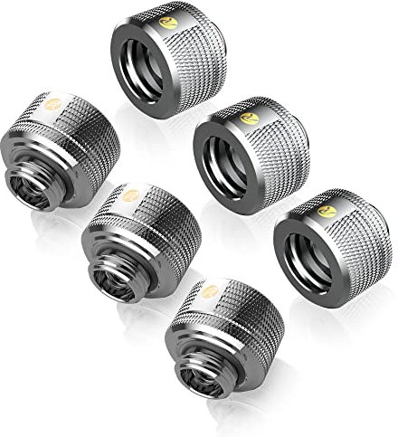 RAIJINTEK PELIAS SILVER 0R40B00232 D141806 gerade Messingbeschläge, G1/4 Zoll, 14 mm Außendurchmesser, Silber, 6 Stück
