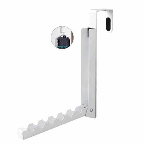 VIAV Design Über-Tür-Hakenhalter, faltbarer Über-Tür-Wäscheständer mit 6 Rillen zum Aufhängen von Kleidung, Über-Tür-Handtuchhalter für Kleidung, Mantel, hinter der Badezimmertür, 1er-Pack(Weiß)