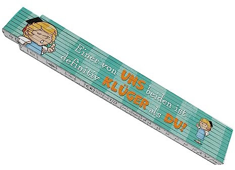 Engel Meterstab aus Holz mit Spruch - Einer von uns ist klüger als du! für Männer Handwerker Engel Zollstock frech Meßlatte praktisch neckisch