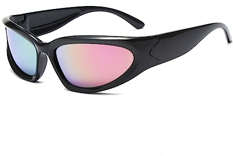 Long Keeper Gafas de Sol Deportivas para Niñas y Niños, Y2K Retro Gafas de Sol Niño Ovaladas Envolventes de Moda, Una Talla con Estuche para Gafas