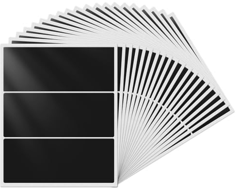 YIKIADA Etiquetas adhesivas rectangulares negras, 102 x 51 mm, autoadhesivas, grandes, resistentes al agua, para mermelada, etiquetado, etiquetas de dirección, 60 unidades