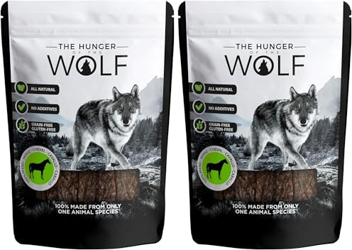 The Hunger of The Wolf - Snack de Carne para Perros, 100% Caballo - 200 g (Paquete de 2)