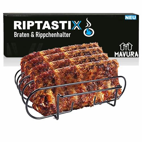 MAVURA RIPTASTIX Support pour côtelettes, rôti et côtelettes, gril à steak, barbecue au charbon de bois et à gaz