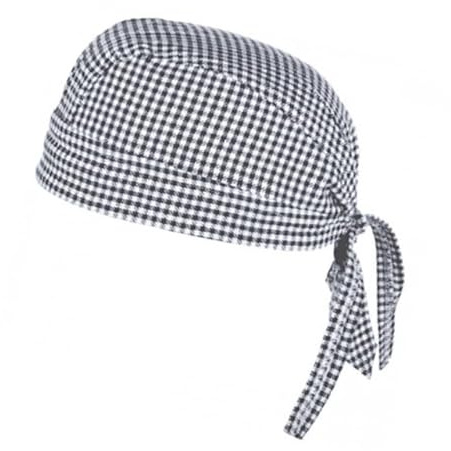 IBEX Cappelli da cucina a bandana da cuoco, cappellino da cameriere, cappello professionale da chef per catering, confezione da 5, A quadretti blu, Etichettalia unica